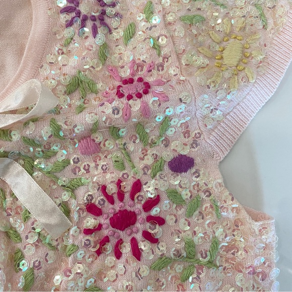 Authentic Y2K Pink Sequin Cardigan Short Sleeve - Picture 3 of 4